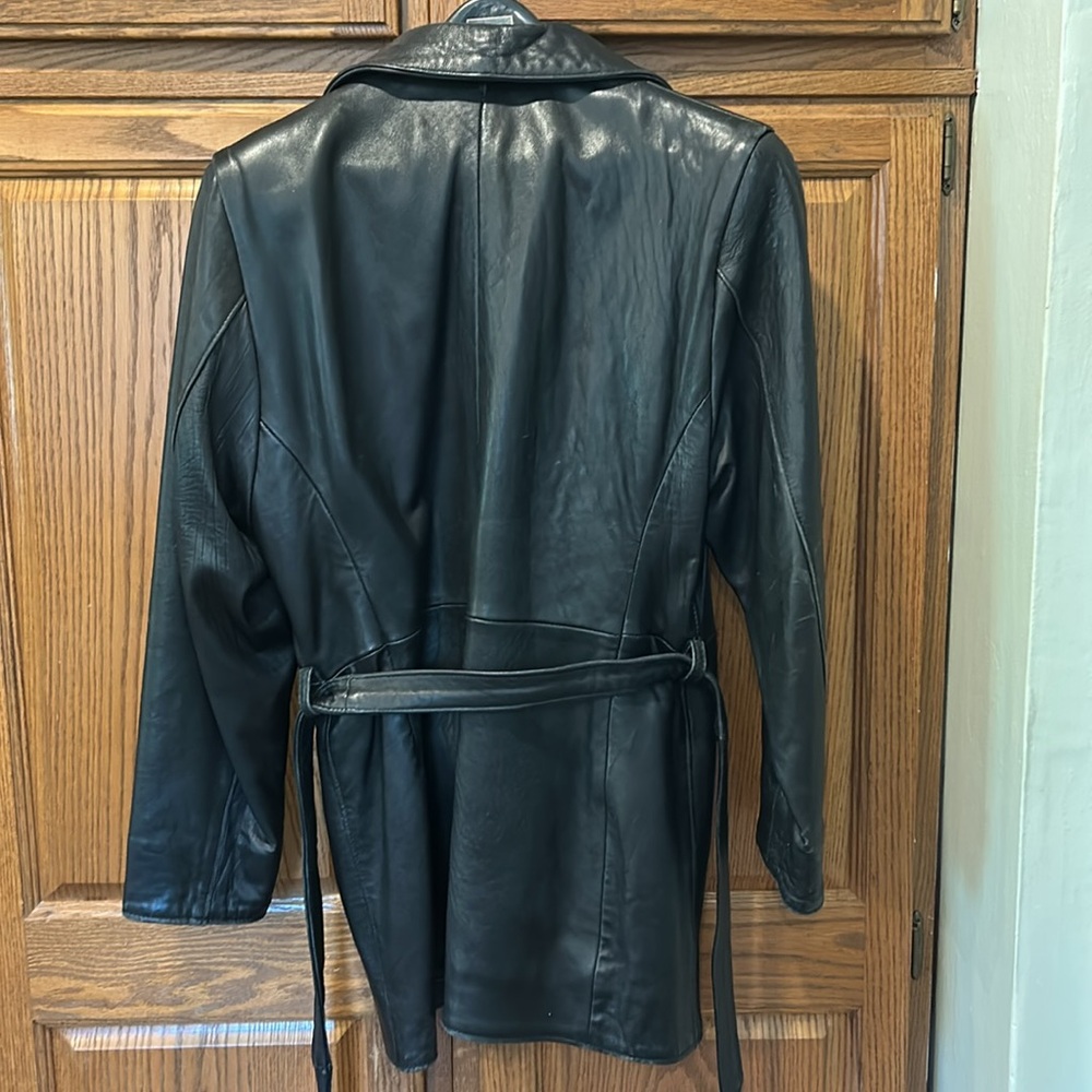 Women's Black Leather Jacket - Picture 2 of 14